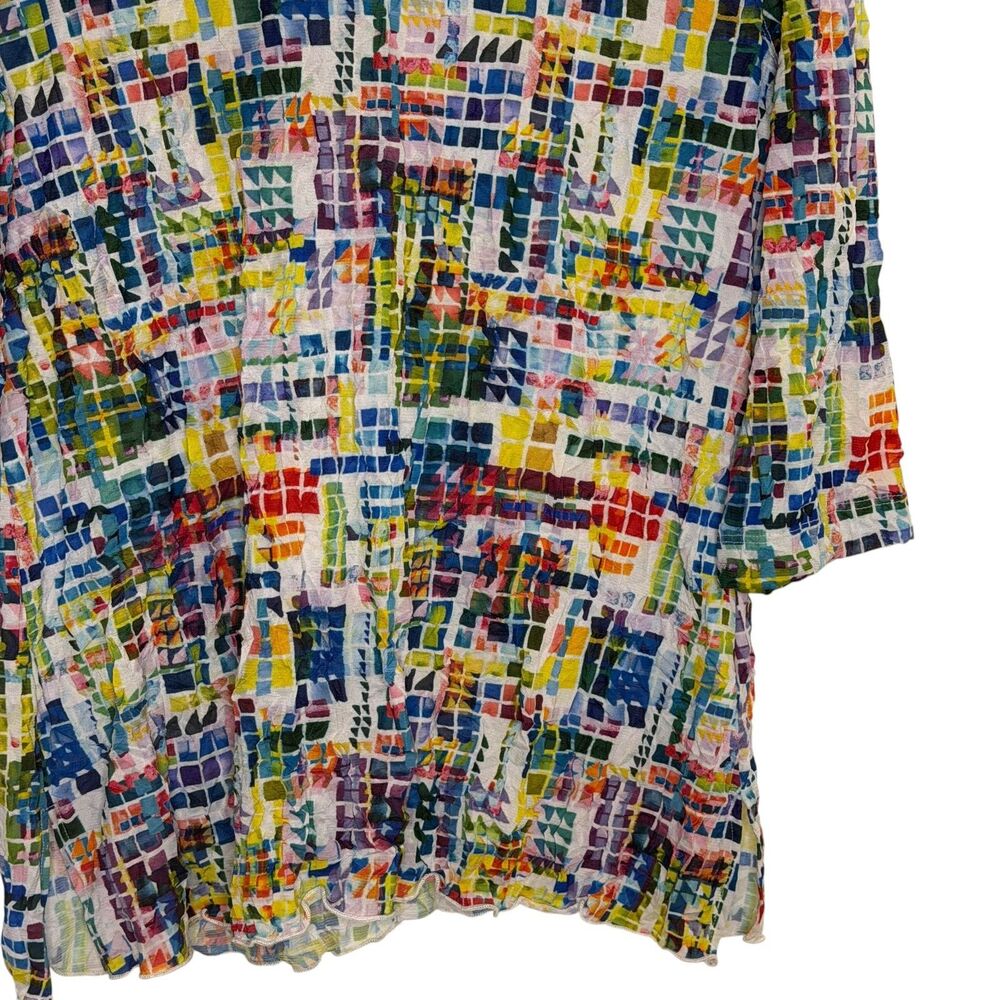 Ali Miles Mesh Mock Cowl Neck Blouse Shirt Top Geometric M - Picture 4 of 8